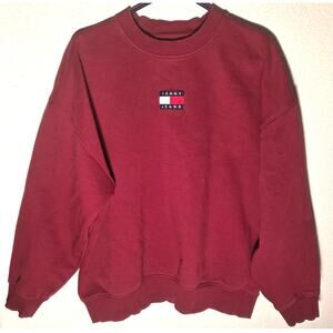 Vintage Tommy Hilfiger Burgundy Sweatshirt - Medium
